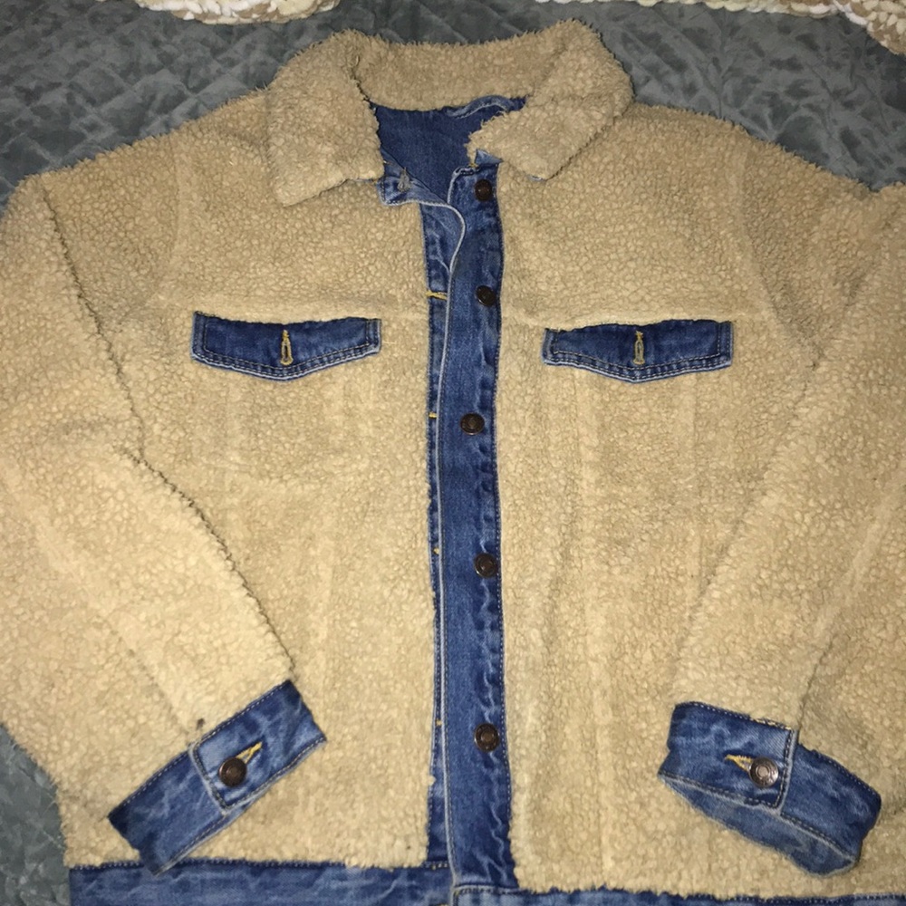 Denim Faux Shearling Reversible Jacket